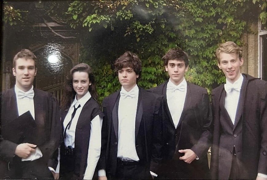 Adam and Daisy Rachlin in subfusc with three others