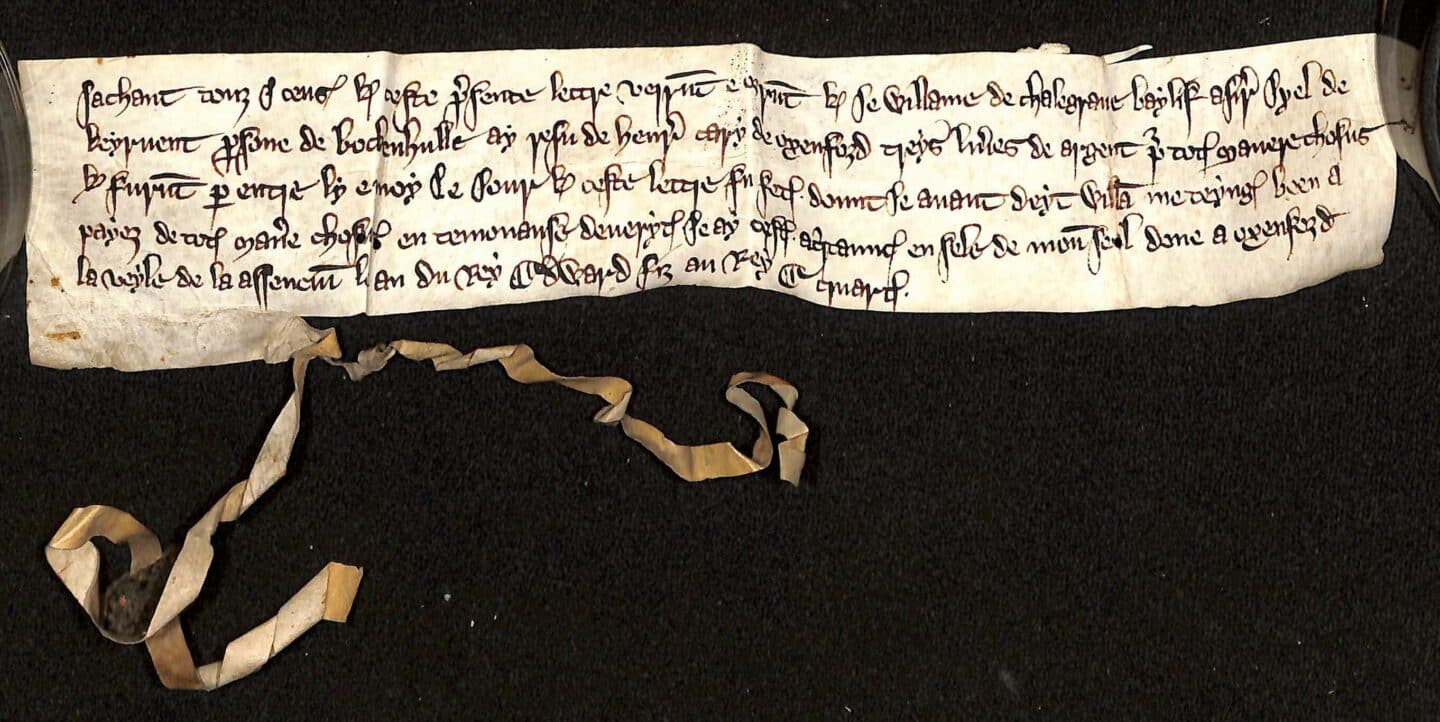 Anglo-Norman receipt for three livres from the Lincoln College archives