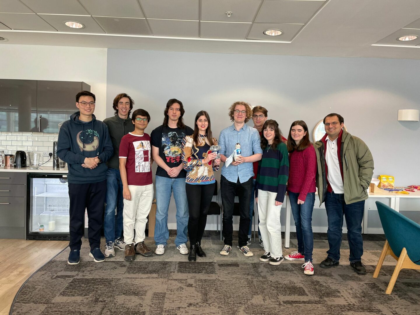 Posed group shot with students from Lincoln University Challenge Team and from Imperial College London for the 2nd round of the show