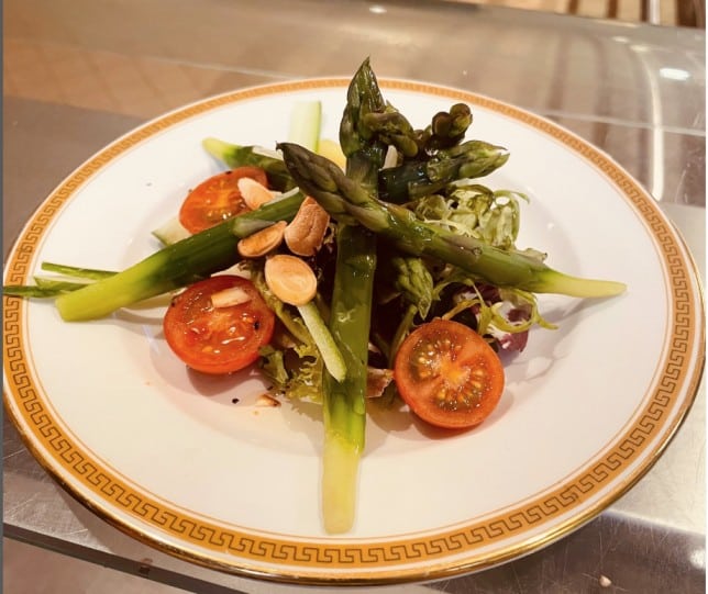 Asparagus salad on a plate