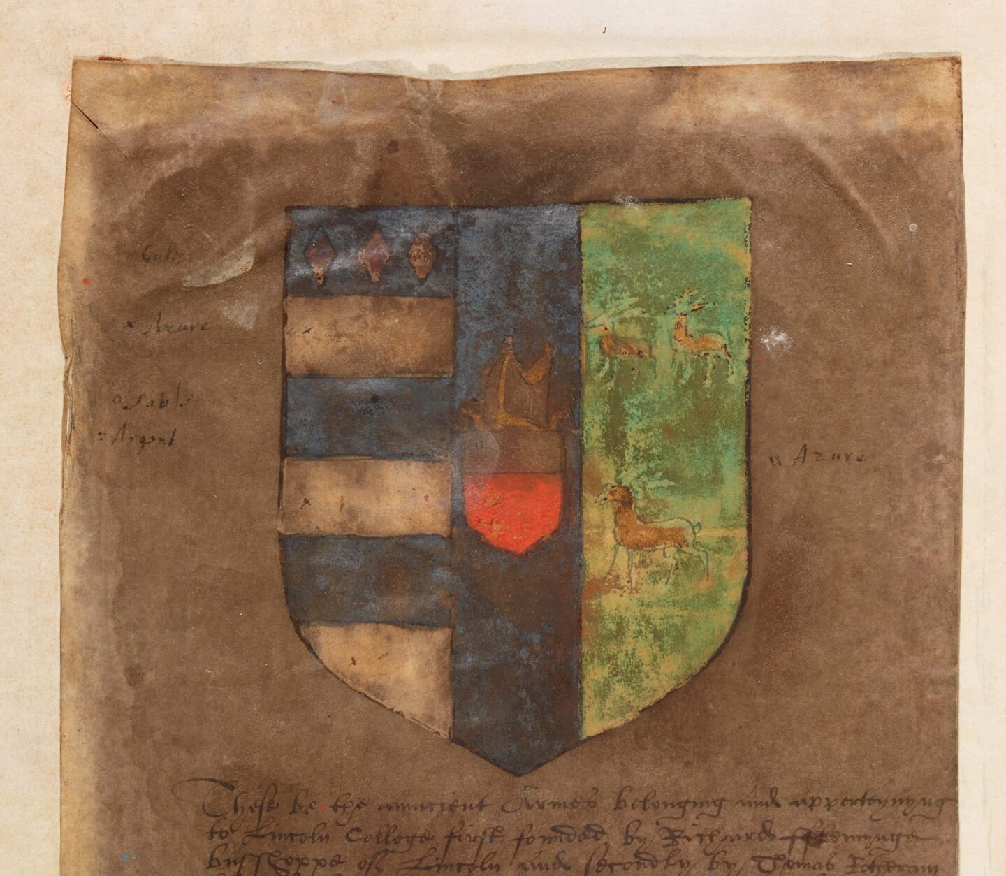 Original rendering of the Lincoln College crest