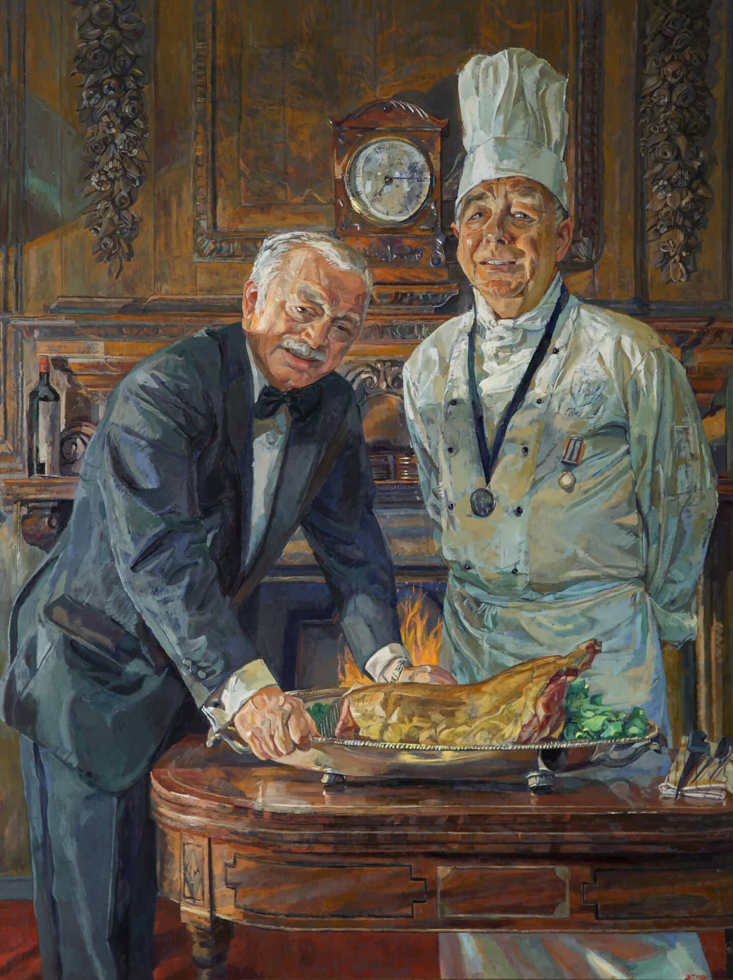 Painting of the former Lincoln College Chef and Butler