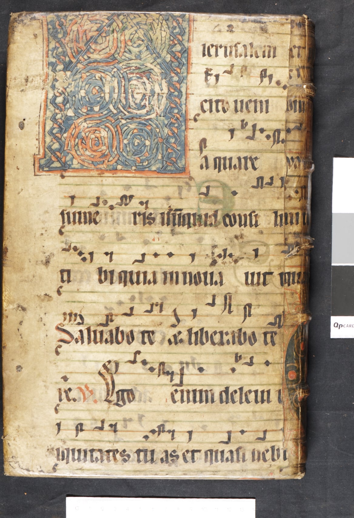 Messine or German antiphoner (after 1200) used as a binding for Henri Estienne, Glossaria duo