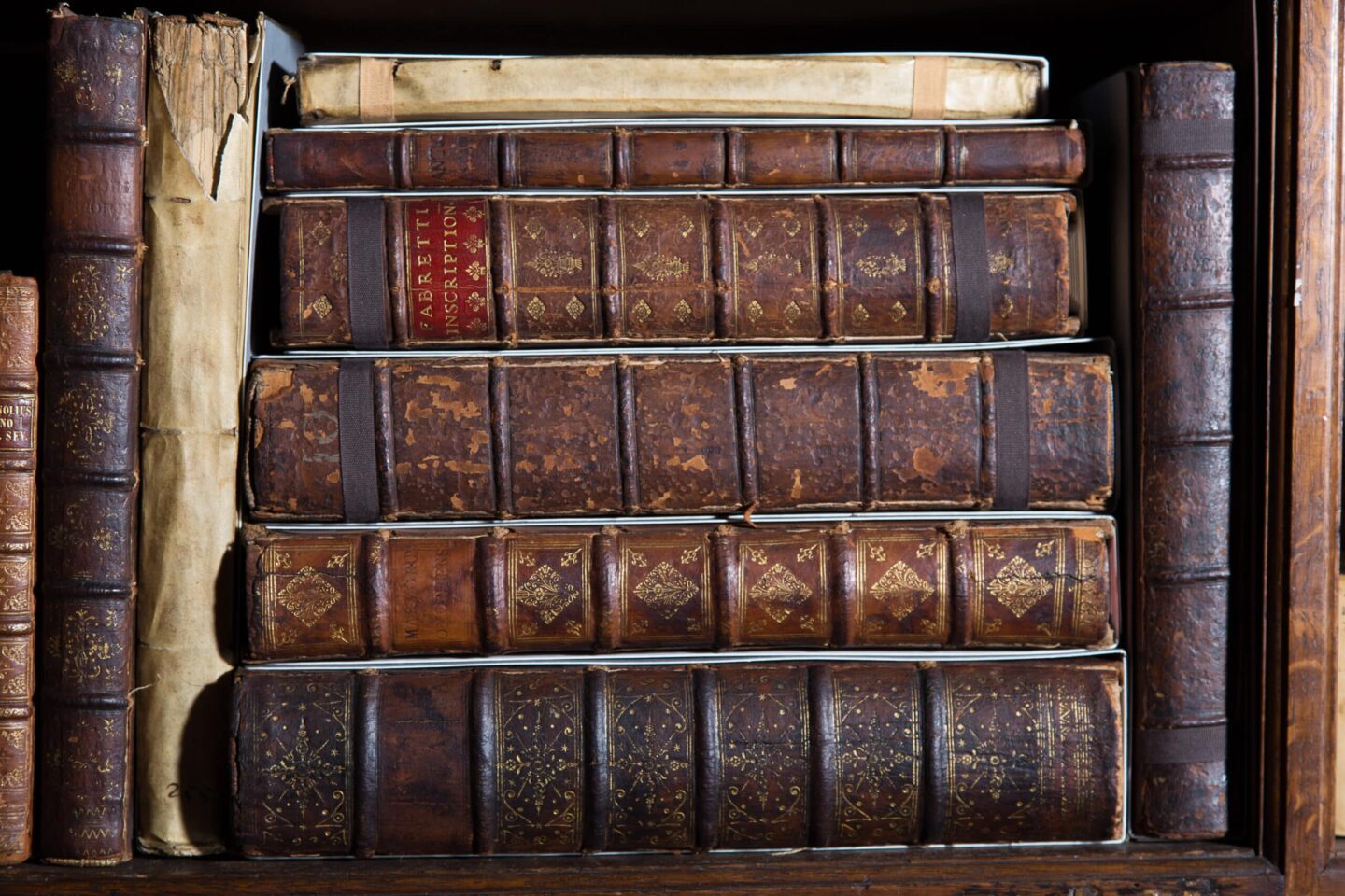 Stack of old bound books