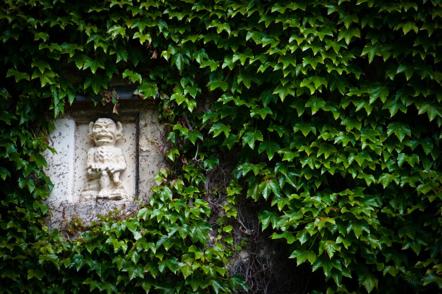 The imp carving in Front Quad