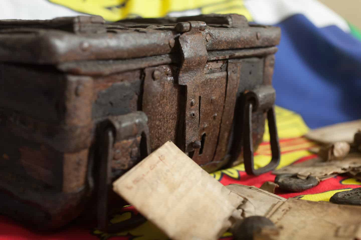 An old locked metallic chest