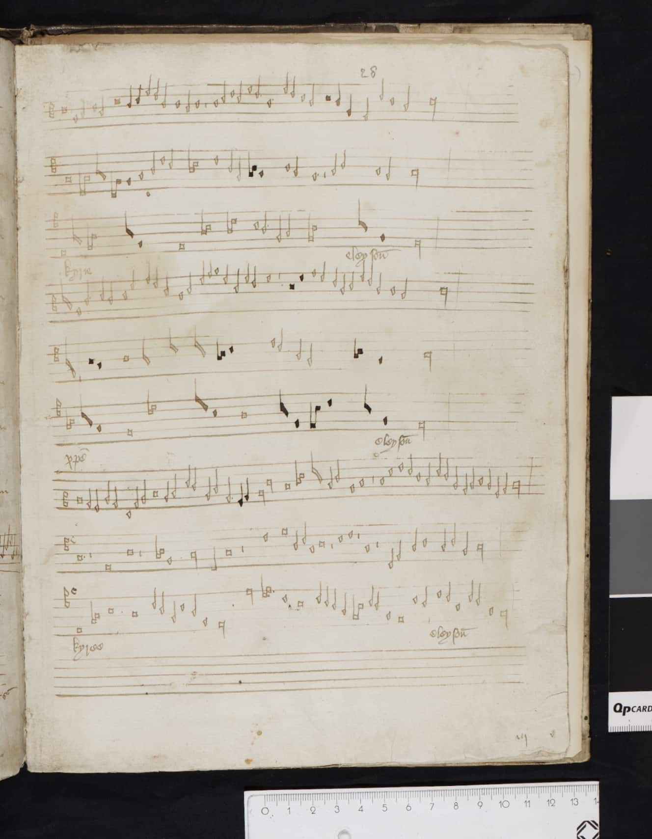 Musical score on the page of a choirbook