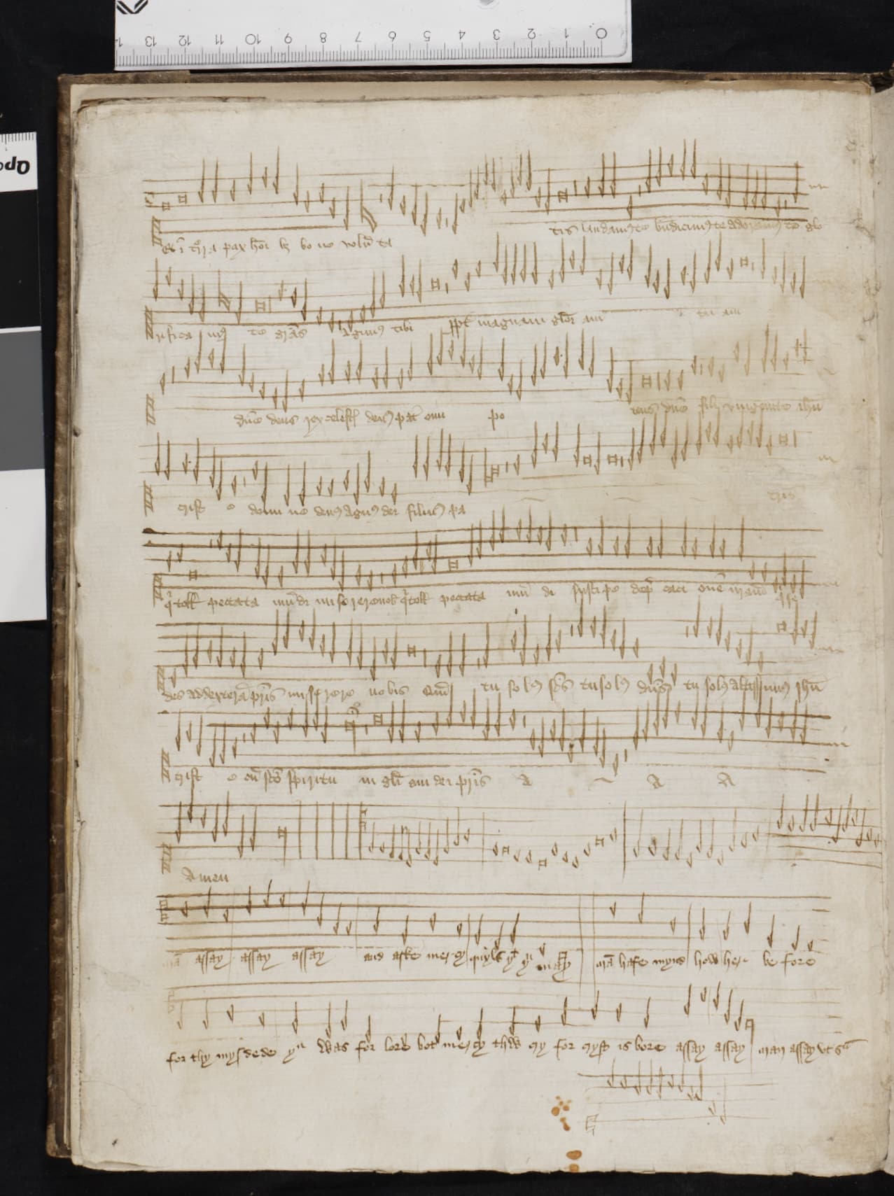 Musical score on the page of a choirbook